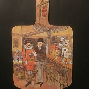 The Union Jack Painting Print of English Pub on Decorative Cutting Board